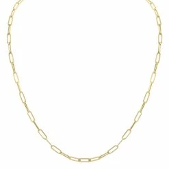 Buy ✔️ Monary 14K Yellow Gold Dainty Paperclip Necklace With Lobster Clasp - 16 Inch for 👩 women 🥰