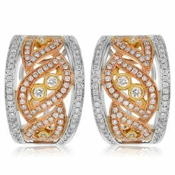 Top 10 🌟 Monary Diamond Huggies Earrings Set in 18K Tri Color Gold for 👩 women 🎉