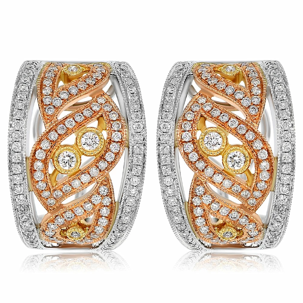 Top 10 π Monary Diamond Huggies Earrings Set in 18K Tri Color Gold for π© women π