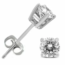 Best Sale 🛒 Monary 1/2 Carat TW Round Diamond Solitaire Stud Earrings in 14K White Gold for 👩 women 🛒