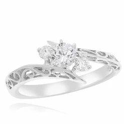 Coupon ✨ Monary Unique Three Stone White Diamond Engagement Ring for 👩 women 🛒