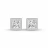 Cheap 🧨 Monary Lab Grown 1/2 CTW Princess Cut Bezel Set Solitaire Diamond Earrings in 14K White Gold for 👩 women ❤️