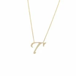 Best Pirce ✨ Monary Diamond Script Initial Necklace (Yg/ 16+2") for 👩 women 🌟