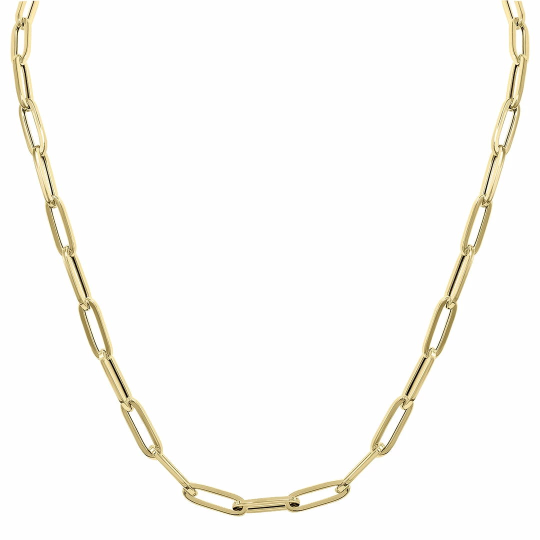 Buy π Monary 14K Yellow Gold Paperclip Link Chain With Lobster Clasps - 24 Inch for π© women π