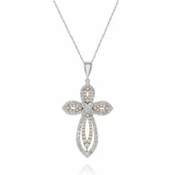 Best reviews of 🔥 Monary White Diamond Cross Pendant Necklace Set in 18K Two for 👩 women 😉