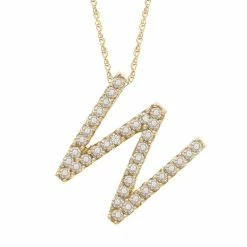 Deals ⭐ Monary Diamond "W" (Yg/With Chain) Initial for 👩 women ✔️