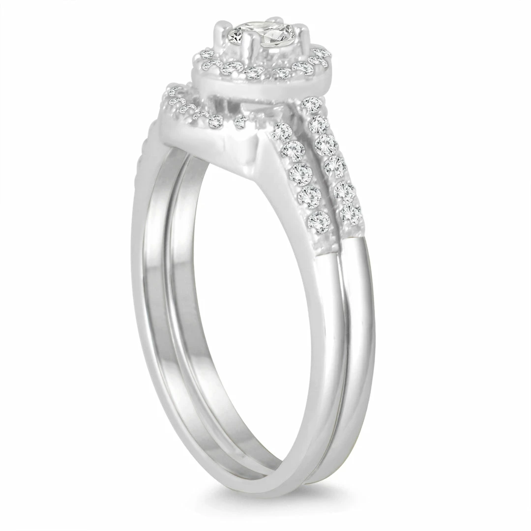 Outlet π Monary 3/8 Carat TW Diamond Halo Bridal Set in 10K White Gold for π© women π - Image 2