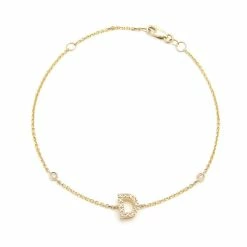 Promo 😀 Monary Diamond Initial Fashion Bracelet "D" (14k) (6+1") for 👩 women ✨