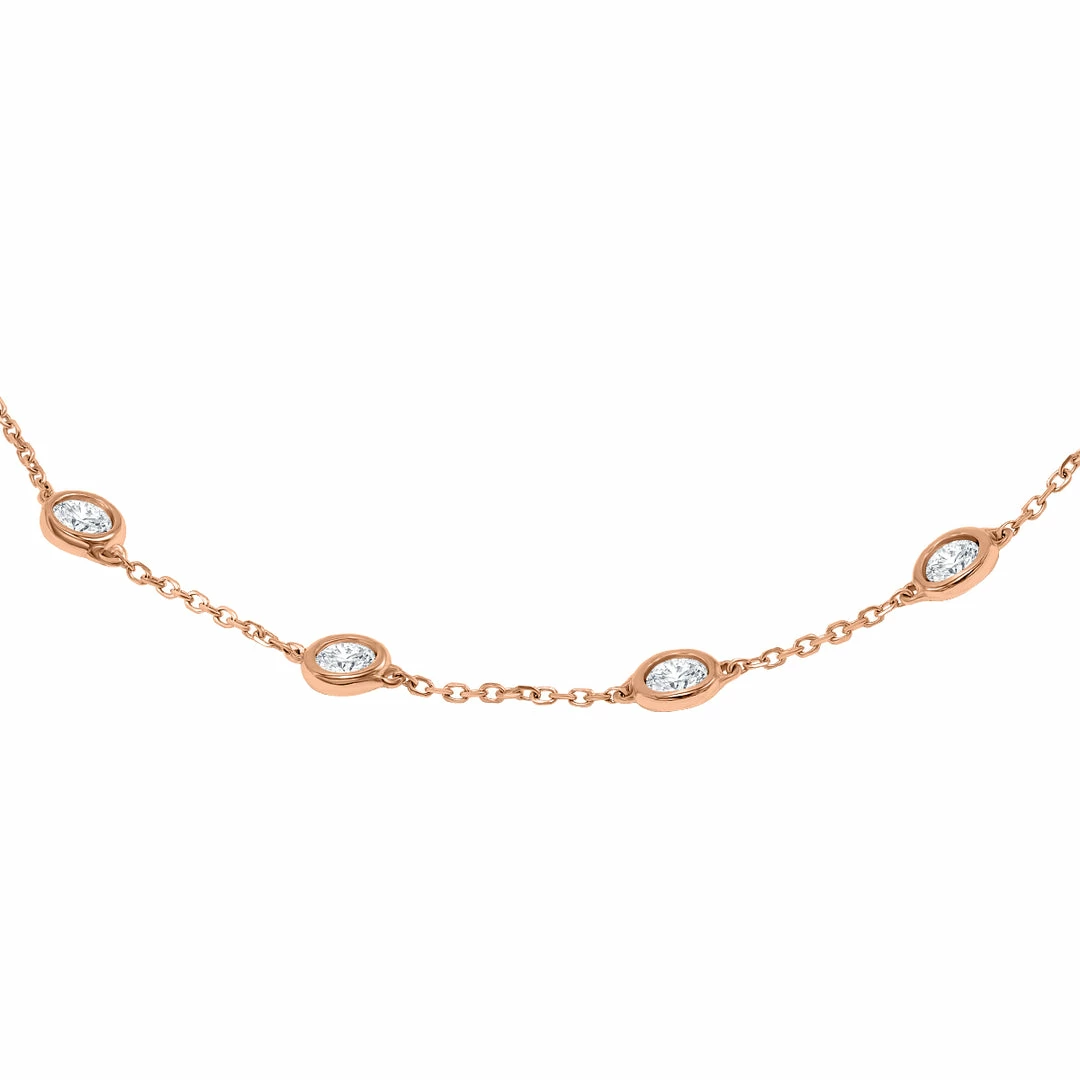 Coupon β Monary 3/4 Carat TW Bezel Set Genuine Diamond Station Bracelet in 14K Rose Gold for π© women π₯° - Image 2