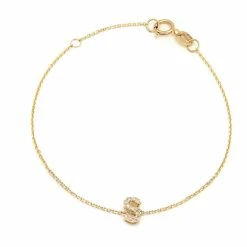 Budget 😍 Monary Diamond Intiial"S" Bracelet (Yg/7"+1") for 👩 women ❤️