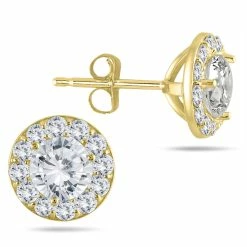 Brand new ✔️ Monary 1 Carat TW Diamond Halo Earrings in 14K Yellow Gold for 👩 women 🛒