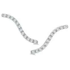 Hot Sale 🌟 Monary 1/2 Carat TW Diamond Climber Earrings in 14K White Gold for 👩 women ❤️