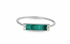 Cheap 😀 Monary Malachite Big ID Cuff Bracelet in Sterling Silver for men 🎉