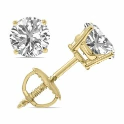 Discount ❤️ Monary Lab Grown 2 Carat Total Weight Diamond Solitaire Earrings in 14K Yellow Gold (F-G Color VVS1-VVS2 Clarity) for 👩 women 👍