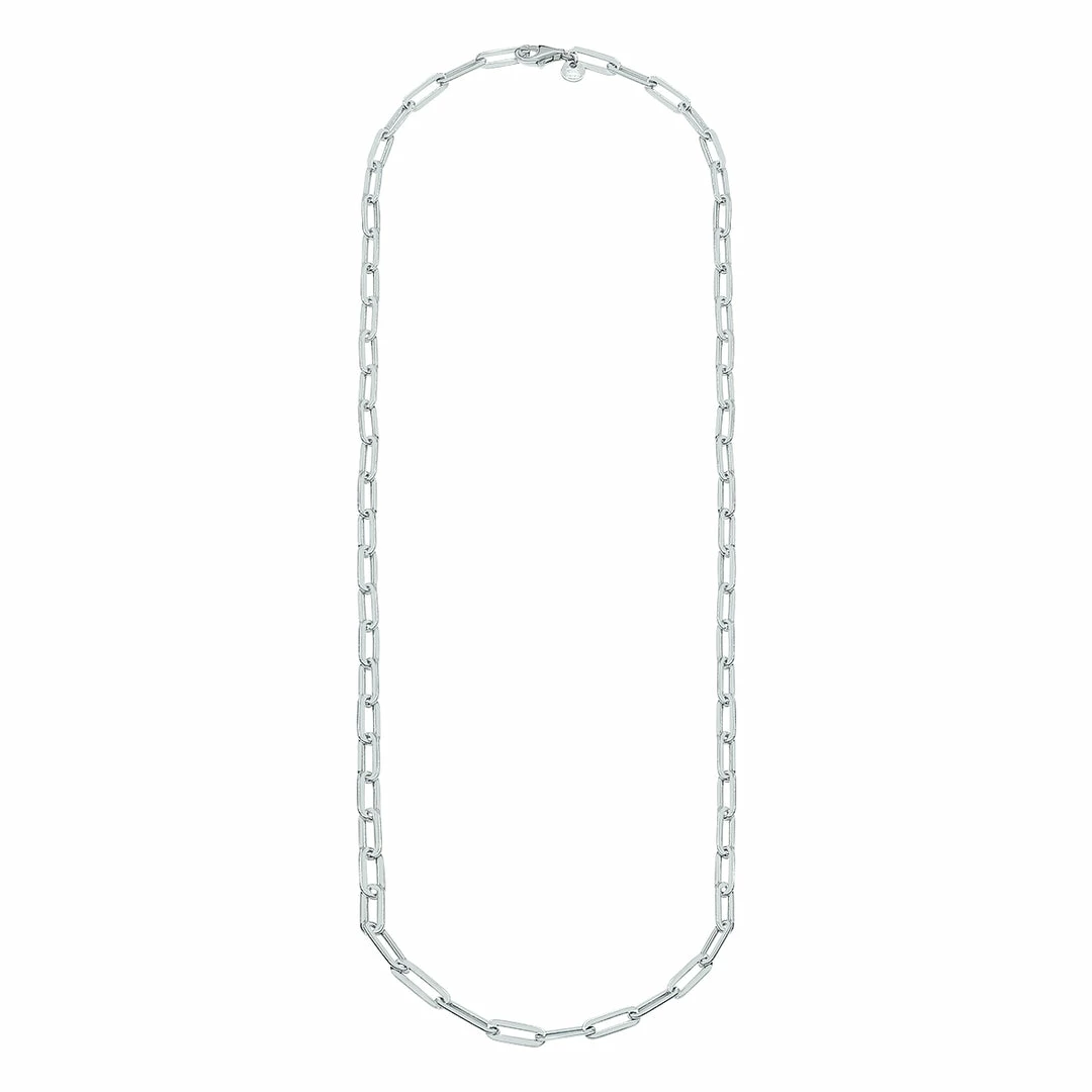 Deals π Monary Silver Rhodium 4MM Flat Paperclip Necklace With Lobster Clasp - 24 Inch for π© women π - Image 2