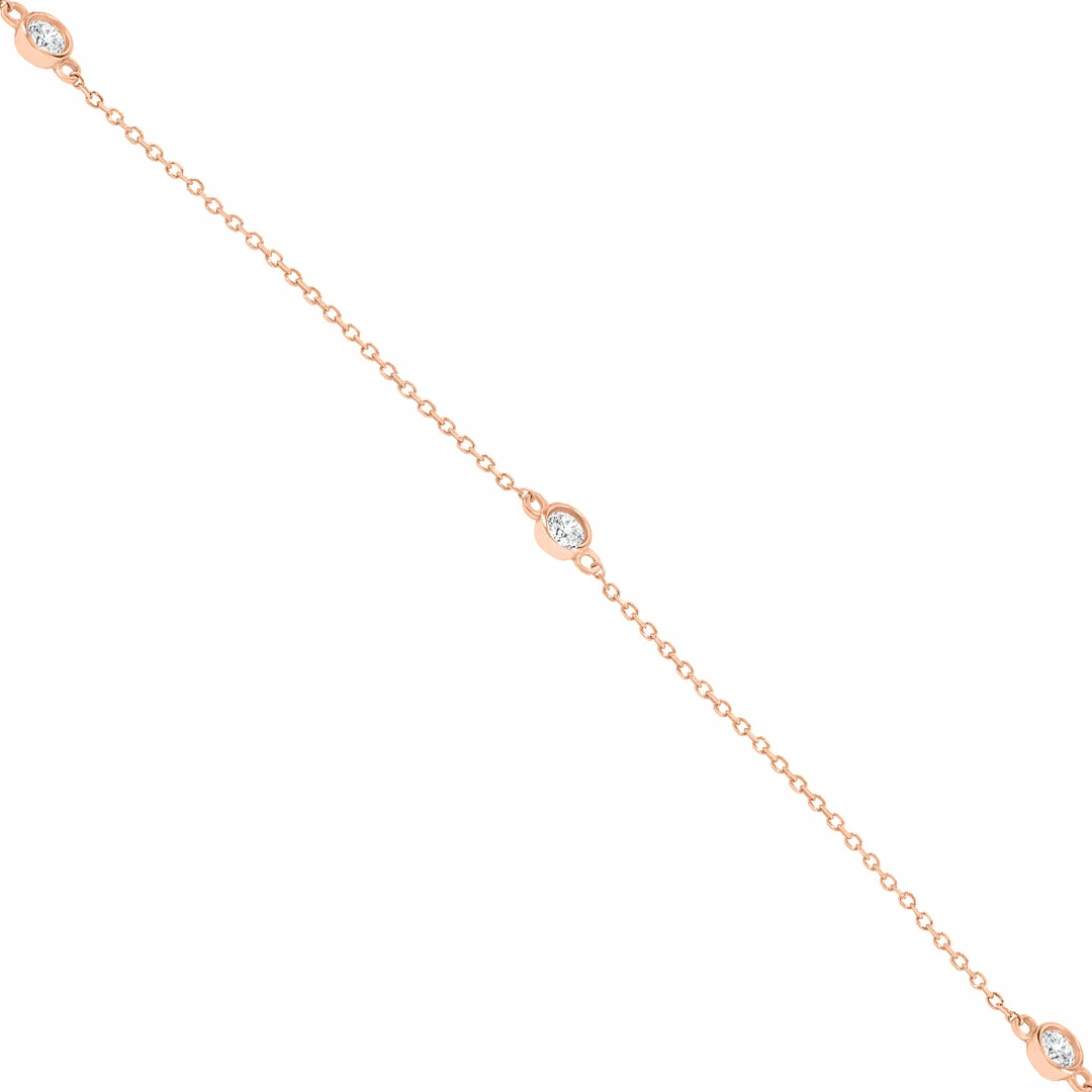 Cheapest β Monary 3/4 Carat TW Bezel Set Diamond Station Necklace in 14K Rose Gold for π© women π - Image 3