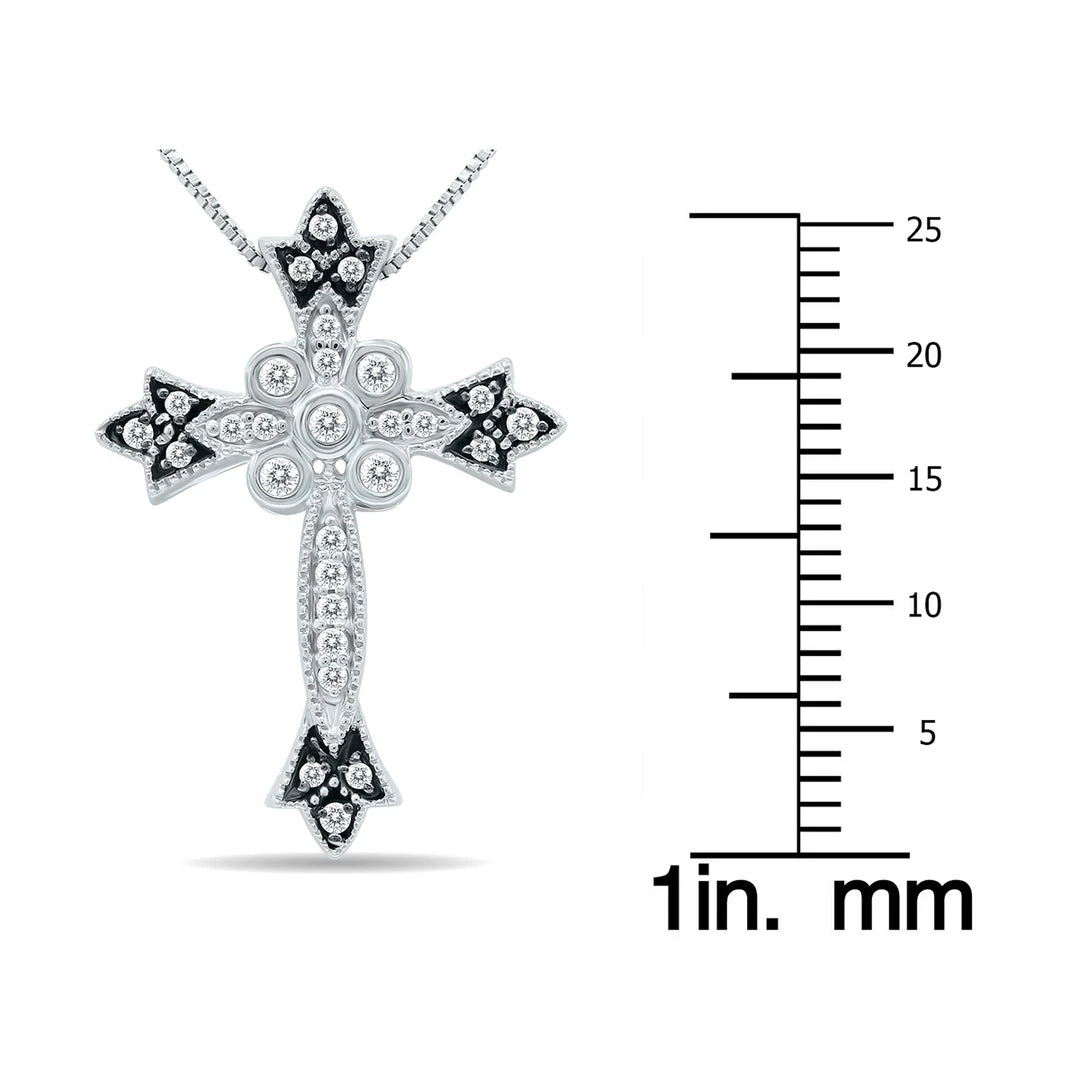 Cheapest π₯ Monary 1/4 Carat TW Diamond Cross Pendant with Black Rhodium in .925 Sterling Silver for π© women π - Image 3
