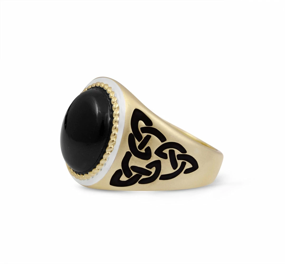 Brand new π Monary Black Onyx Stone Signet Ring in 14K Yellow Gold Plated Sterling Silver with Enamel for men π - Image 2
