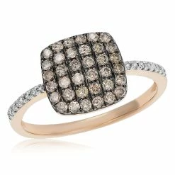 Promo ⭐ Monary White & Brown Diamond Prong Set Fashion Ring Set in 14K Rose Gold for 👩 women 👏