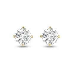Buy 🤩 Monary Lab Grown 1/4 CTW Round Solitaire Diamond Earrings in 14K Yellow Gold for 👩 women 😀