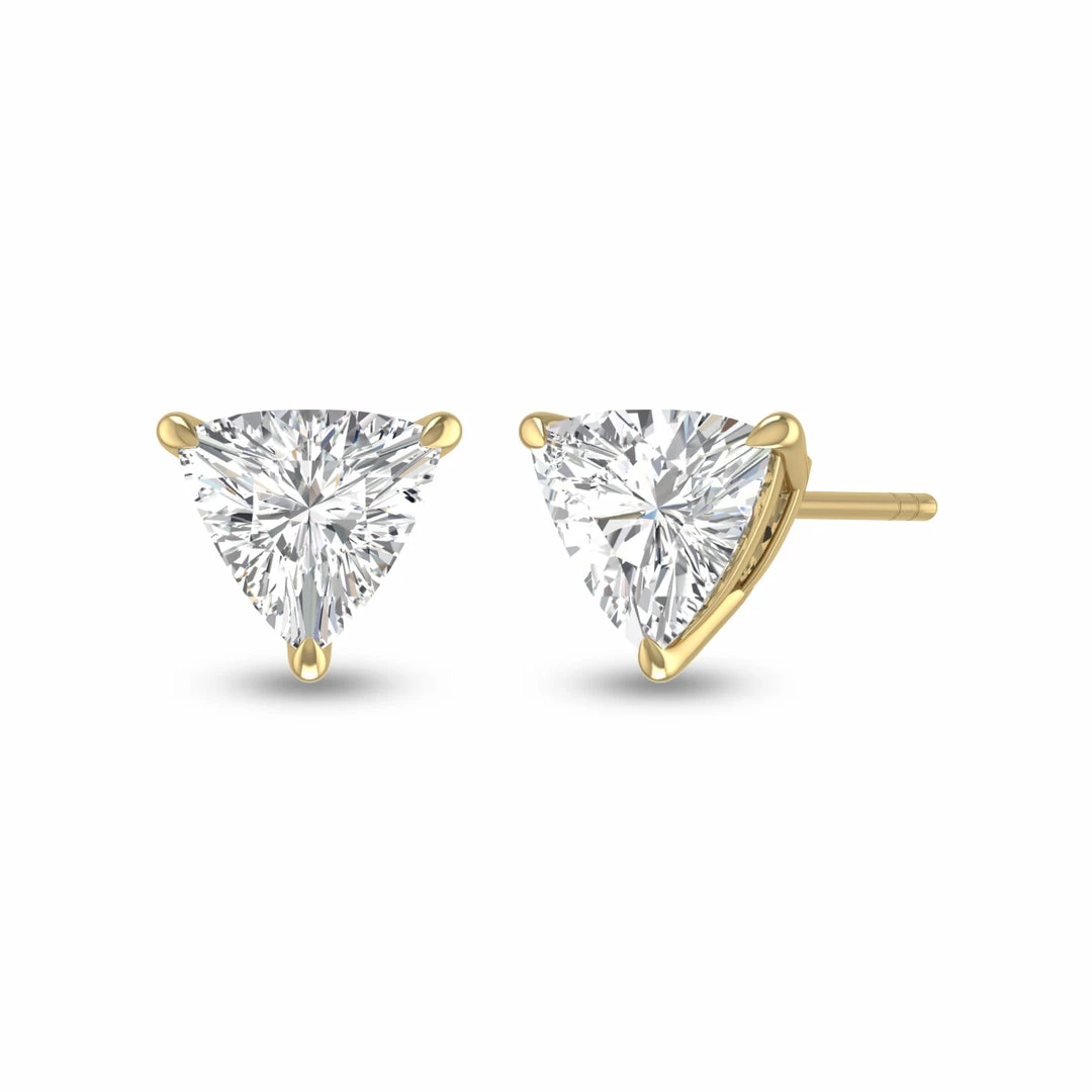 Coupon π Monary Lab Grown 1 CTW Trillion Shaped Solitaire Diamond Earrings in 14K Yellow Gold for π© women π - Image 3