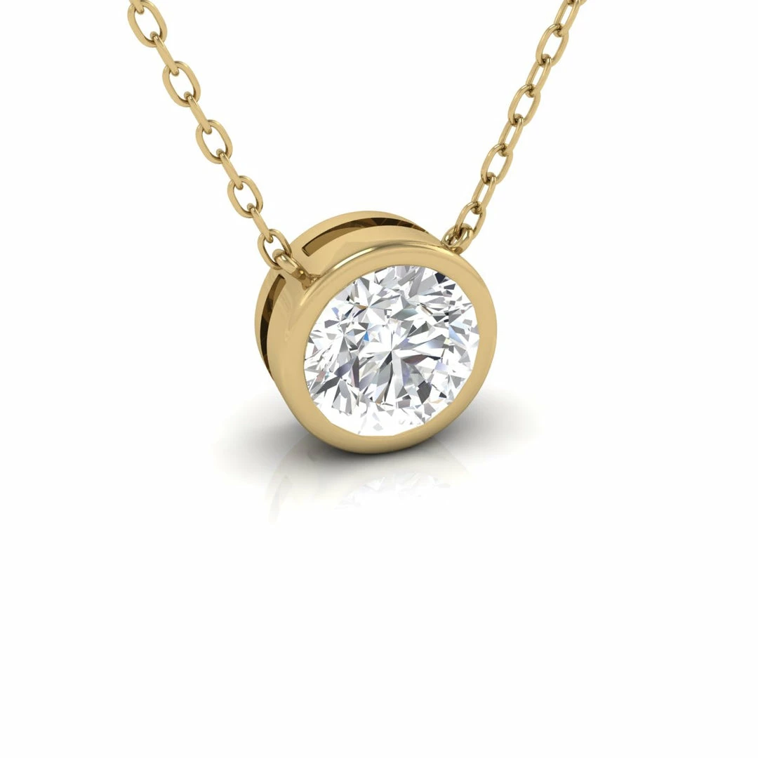 Promo π Monary Lab Grown 3/4 CTW Round Bezel Set Diamond Solitaire Pendant in 14K Yellow Gold for π© women π - Image 4