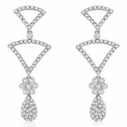 Brand new ⭐ Monary Diamond Dangle Earrings Set in 14K White Gold for 👩 women 🎉