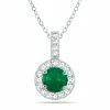 Budget 👍 Monary 1/2 Carat TW Halo Emerald And Diamond Pendant in 10K White Gold for 👩 women 🧨