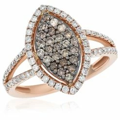 New 🥰 Monary Brown & White Diamond Right Hand Ring - Set in 14K Rose Gold for 👩 women 🔥