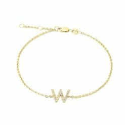 Best deal 🔥 Monary Silver/18k Yellow Dia "W" Bracelet "7+.5+.5" for 👩 women 🔔