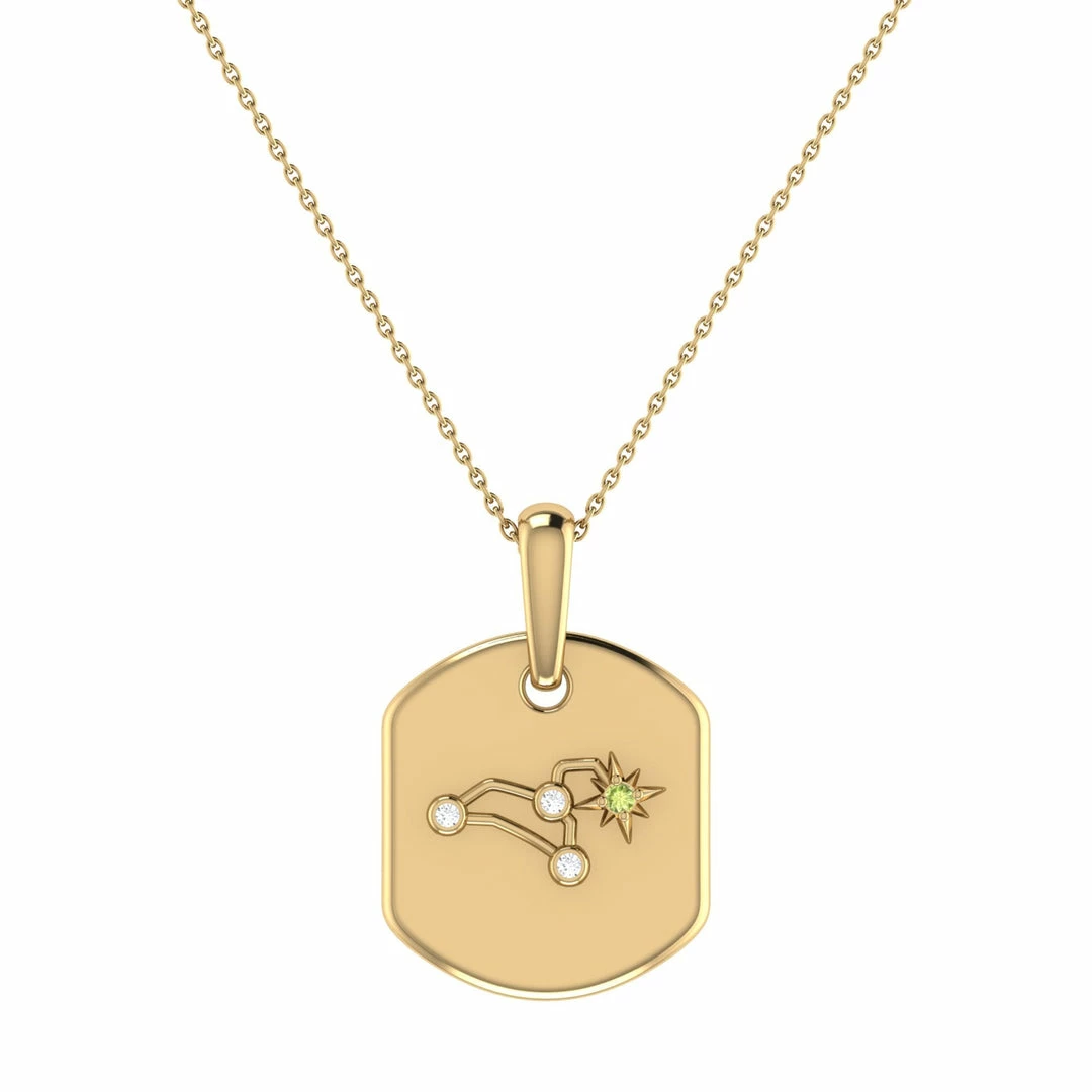 Outlet π₯ Monary Leo Lion Peridot & Diamond Constellation Tag Pendant Necklace in 14K Yellow Gold Vermeil on Sterling Silver for π© women π