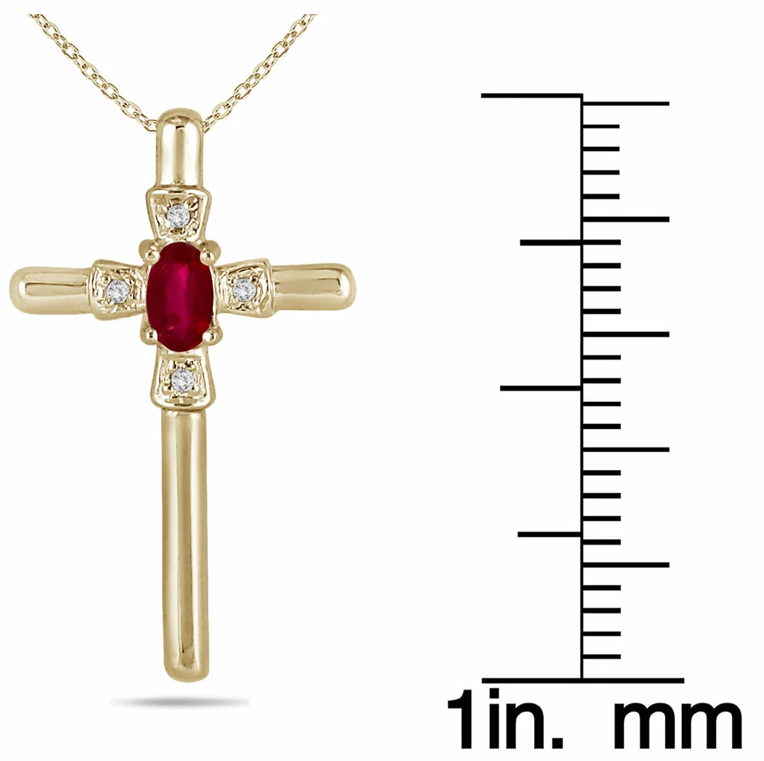 Best deal π Monary Ruby and Diamond Cross Pendant 10K Yellow Gold for π© women π― - Image 2