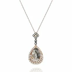 Best Pirce 👍 Monary Brown & White Diamond Pendant Necklace Set in 18K Rose Gold for 👩 women 😀