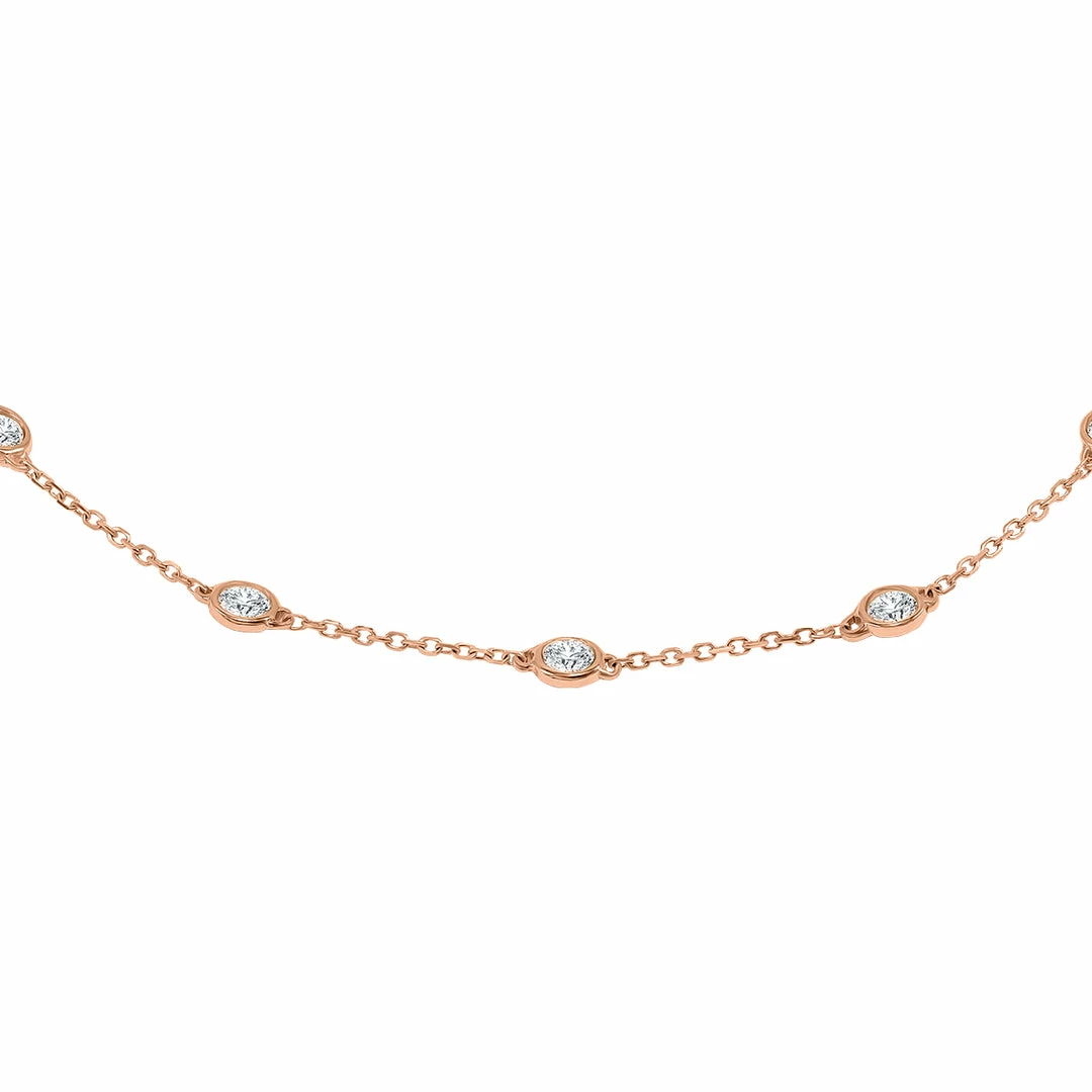 Discount π Monary 1/4 Carat TW Bezel Set Genuine Diamond Station Bracelet in 14K Rose Gold for π© women π― - Image 2