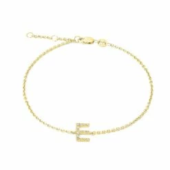 Best Pirce ❤️ Monary Silver/18k Yellow Dia "E" Bracelet "7+.5+.5" for 👩 women ⌛
