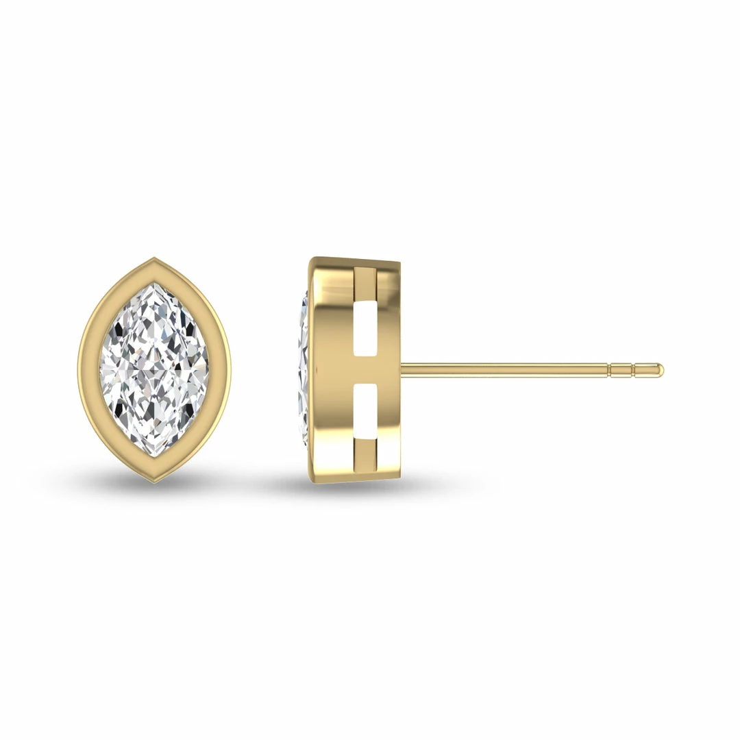 New β¨ Monary Lab Grown 3/4 CTW Marquise Bezel Set Diamond Solitaire Earrings in 14K Yellow Gold for π© women β¨ - Image 4