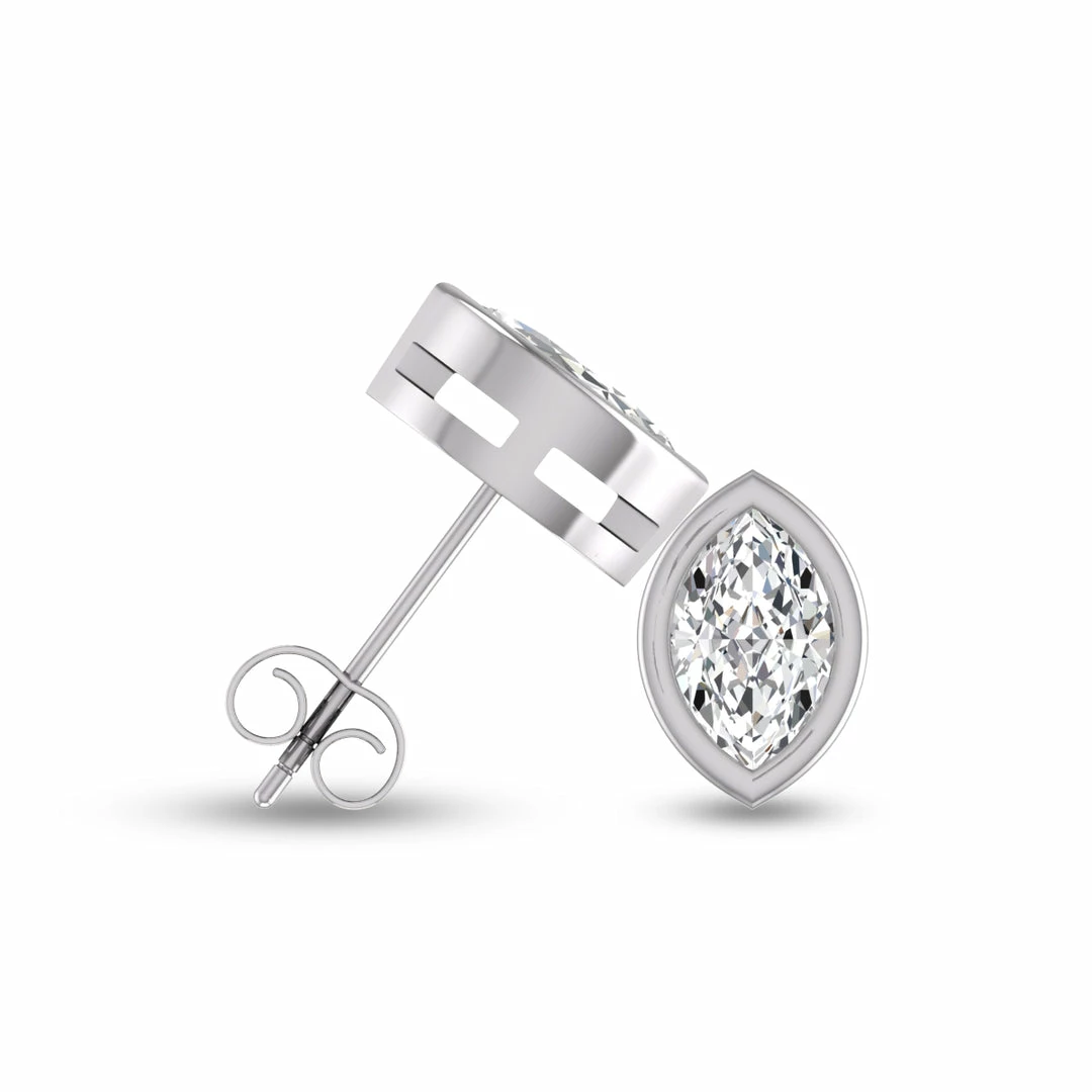 Hot Sale π Monary Lab Grown 3/4 CTW Marquise Bezel Set Diamond Solitaire Earrings in 14K White Gold for π© women π₯° - Image 2