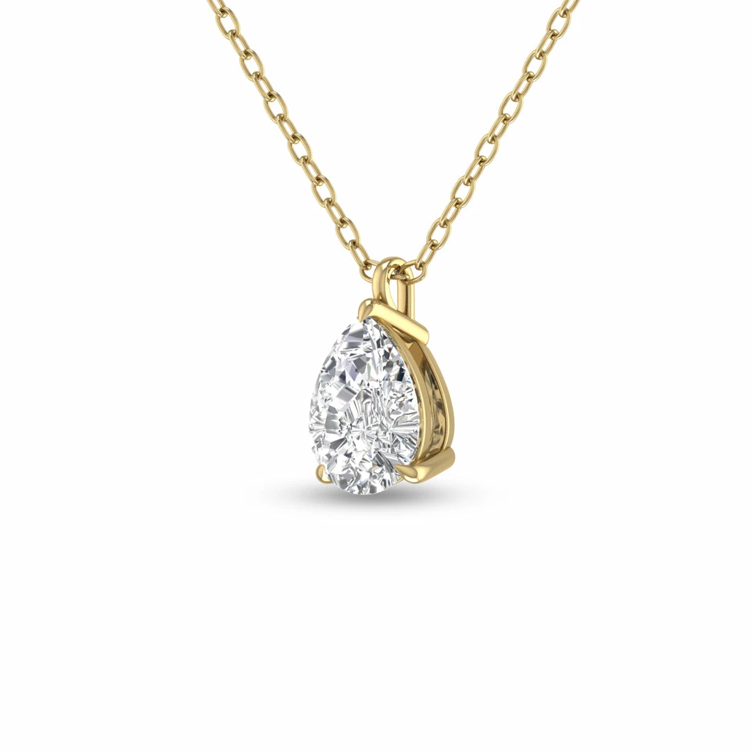 Hot Sale π Monary Lab Grown 1 CTW Pear Solitaire Diamond Pendant in 14K Yellow Gold for π© women π₯ - Image 2