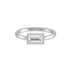 Outlet 🥰 Monary Lab Grown 1/2 CTW Baguette Bezel Solitaire Diamond Ring in 14K White Gold for 👩 women 👏