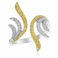 New 👍 Monary White Yellow White & Yellow Diamonds Prong Set Fashion Ring for 👩 women 👏