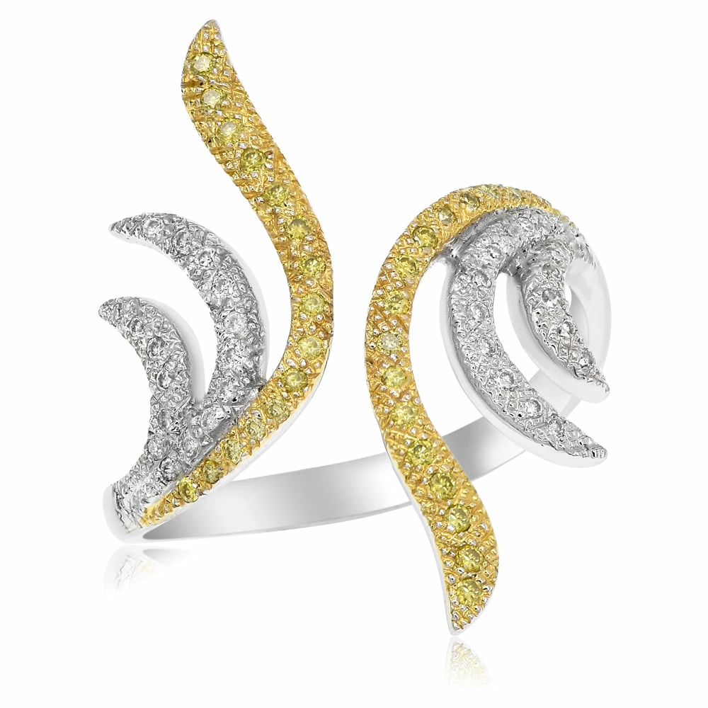 New π Monary White Yellow White & Yellow Diamonds Prong Set Fashion Ring for π© women π