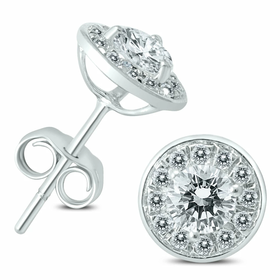 Cheapest π₯ Monary 14K White Gold 1 Carat TW Diamond Halo Earrings for π© women β