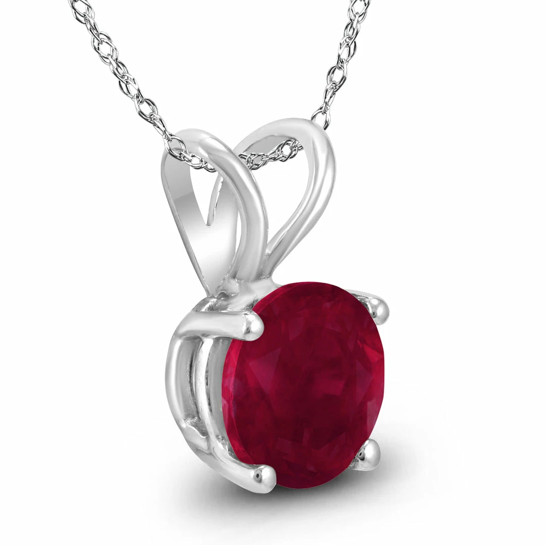 Budget βοΈ Monary 14K White Gold 5MM Round Ruby Pendant for π© women π - Image 2