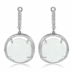 Outlet 🛒 Monary Green Amethyst & Diamond Dangle Earrings Set in 14K White Gold for 👩 women ✔️