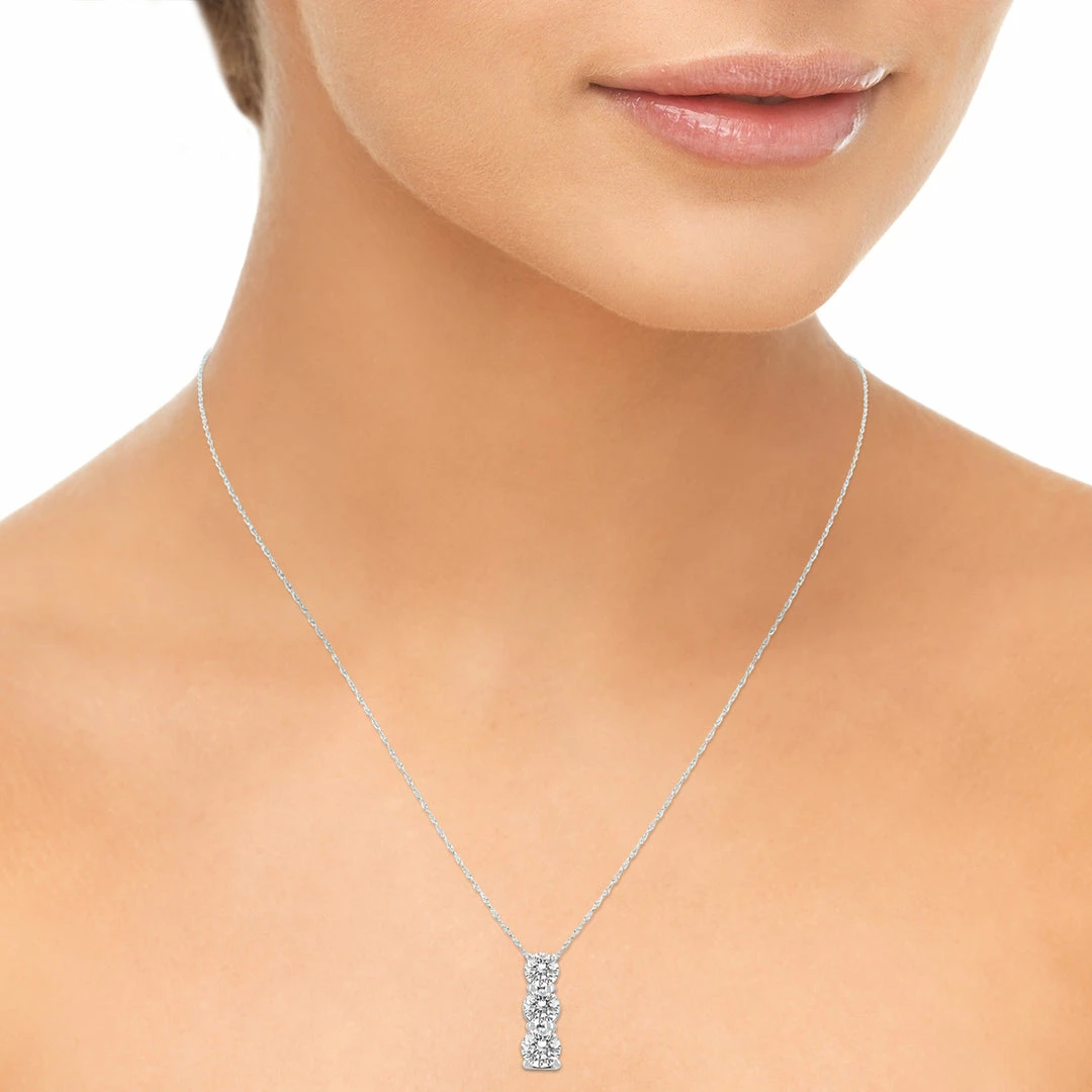 Deals π Monary 1/2 Carat TW Three Stone Diamond Pendant in 14K White Gold for π© women β - Image 4