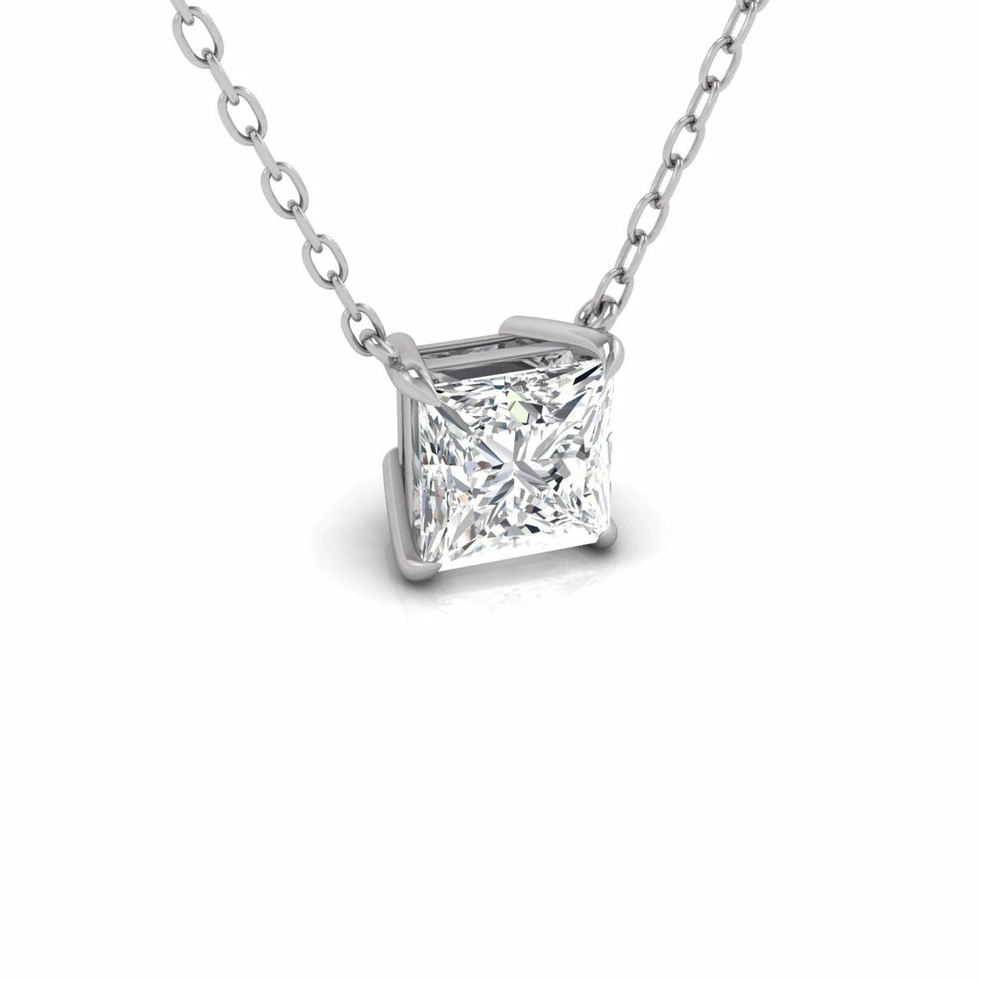 Buy π Monary Lab Grown 1 CTW Floating Princess Cut Diamond Solitaire Pendant in 14K White Gold for π© women β - Image 4