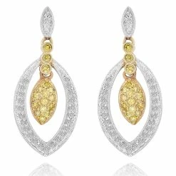 Buy 🛒 Monary Yellow & White Diamond Fashion Earrings Set in 14K Two Tone Gold for 👩 women 👍