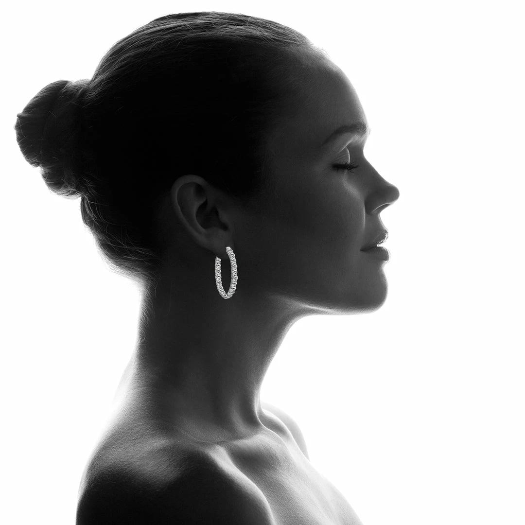 Wholesale β¨ Monary 3 Carat TW Oval Diamond Hoop Earrings with Push Button Locks in 14K White Gold for π© women π€© - Image 3