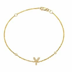 Outlet ⌛ Monary Diamond Initial Fashion Bracelet "Y" (14k) (6+1") for 👩 women 😉