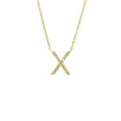 Cheap 😉 Monary Silver Diamond Initial "X" Necklace W/18k Yg Plate for 👩 women ❤️